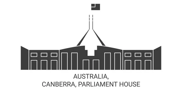 Australia Canberra Parliament House Travel Landmark Line Vector Illustration — Stock Vector