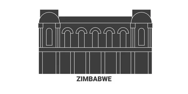 Zimbabwe Travel Landmark Line Vector Illustration — Stock Vector