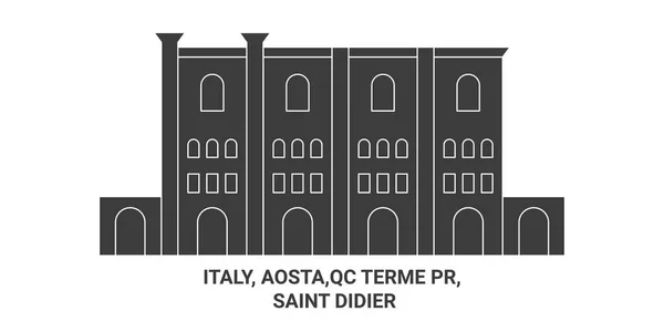 stock vector Italy, Aosta,Qc Terme Pr, Saint Didier travel landmark line vector illustration