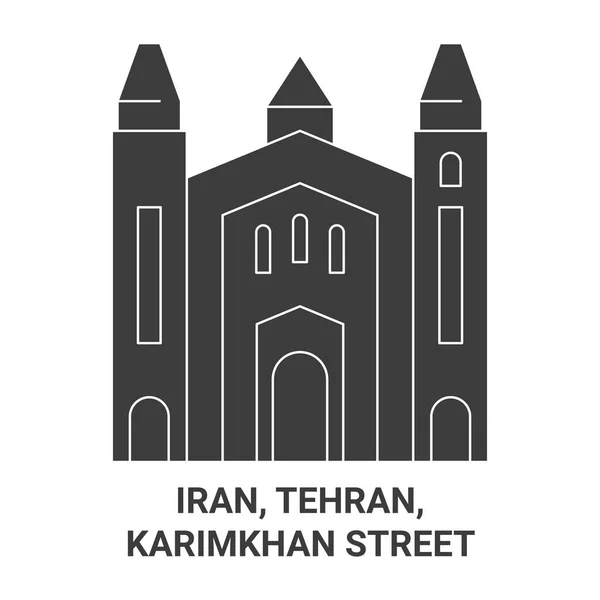 Irán Teherán Karimkhan Street Recorrido Hito Línea Vector Ilustración — Vector de stock