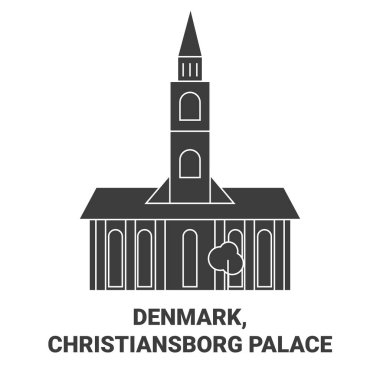Danimarka, Christiansborg Sarayı seyahat çizgisi vektör illüstrasyonu