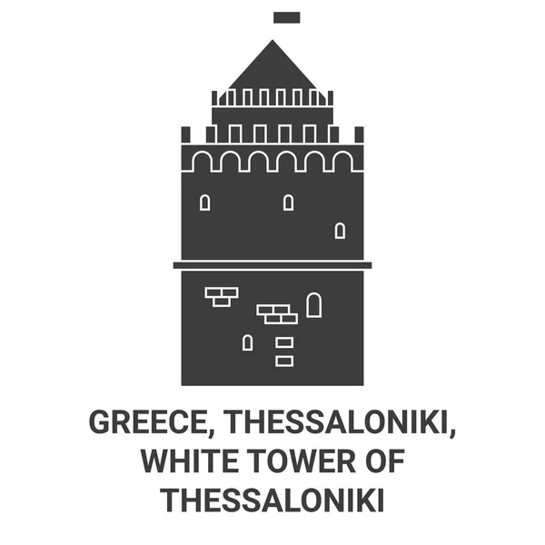 Greece Thessaloniki White Tower Thessaloniki Travel Landmark Line Vector Illustration — Stock Vector