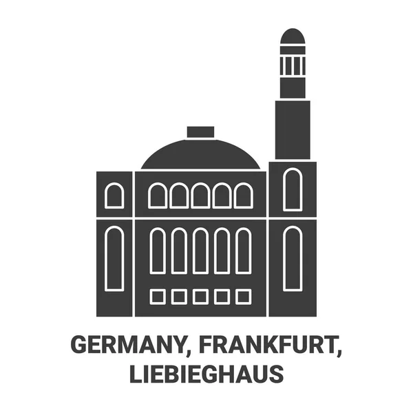 Deutschland Frankfurt Liebieghaus Reisewegweiser Linienvektorillustration — Stockvektor