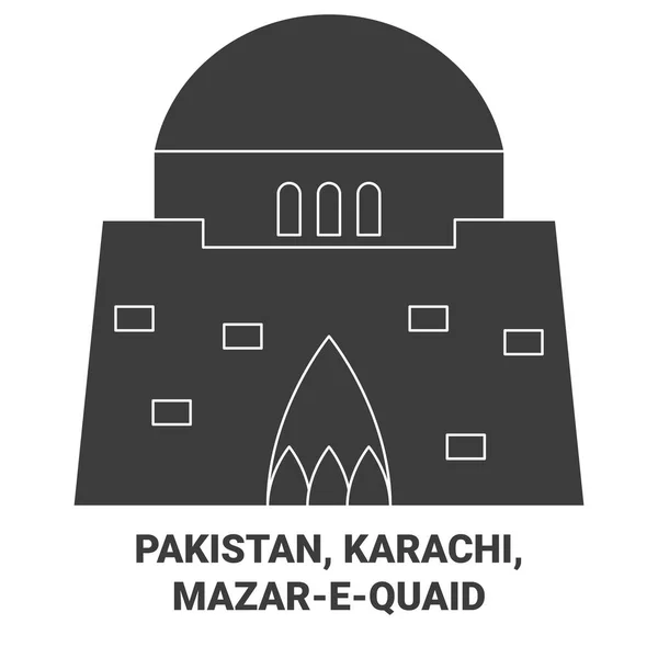 Pakistan Karachi Mazarequaid Voyages Illustration Vectorielle Ligne Historique — Image vectorielle