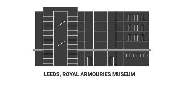 Leeds Royal Armouries Museum Illustrazione Vettoriale Della Linea Riferimento Viaggio — Vettoriale Stock