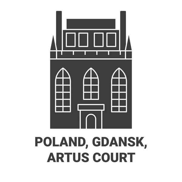 Polónia Gdansk Artus Court Viagem Marco Linha Vetor Ilustração — Vetor de Stock