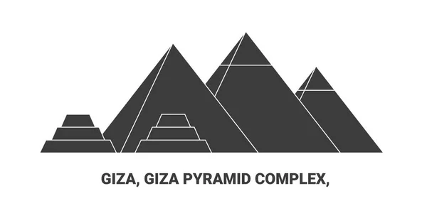 Égypte Gizeh Complexe Pyramidal Gizeh Illustration Vectorielle Ligne Repère Voyage — Image vectorielle