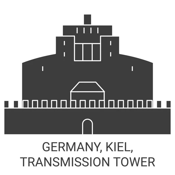 Tyskland Kiel Transmission Tower Resa Landmärke Linje Vektor Illustration — Stock vektor