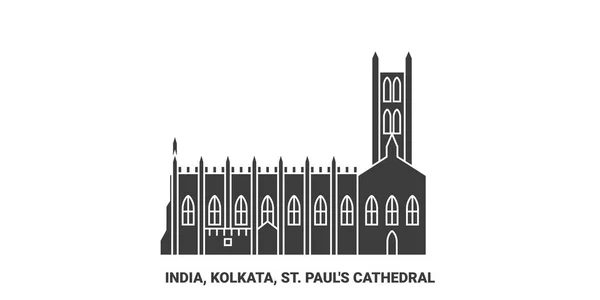 India Calcutta Cattedrale Pauls Immagini Vettoriali Riferimento Viaggio — Vettoriale Stock