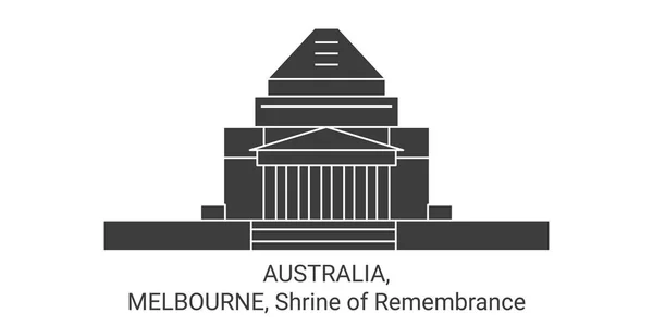 オーストラリア メルボルン 思い出の神社旅行のランドマークラインベクトルイラスト — ストックベクタ