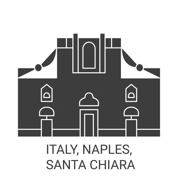 Olaszország Nápoly Santa Chiara Utazás Mérföldkő Vonal Vektor Illusztráció — Stock Vector