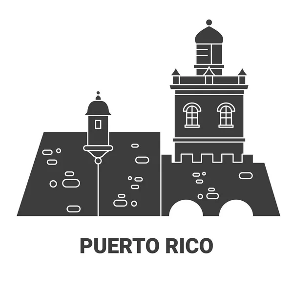 Πουέρτο Ρίκο Ταξίδια Ορόσημο Γραμμή Διανυσματική Απεικόνιση — Διανυσματικό Αρχείο