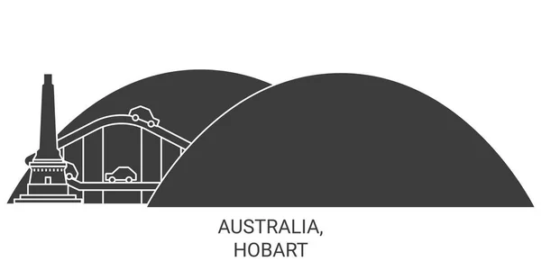 澳大利亚 霍巴特旅游地标线矢量图解 — 图库矢量图片