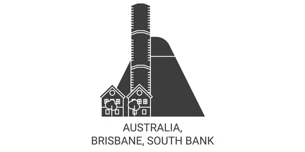 Australia Brisbane South Bank Travel Landmark Line Vector Illustration — Stock Vector