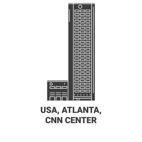 Usa Atlanta Cnn Center Utazás Mérföldkő Vonal Vektor Illusztráció — Stock Vector