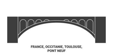 Fransa, Occitanie, Toulouse, Pont Neuf seyahat çizgisi çizelgesi çizimi