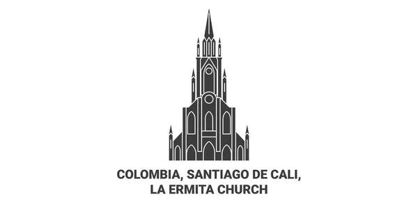 Colombia Santiago Cali Chiesa Ermita Immagini Vettoriali — Vettoriale Stock