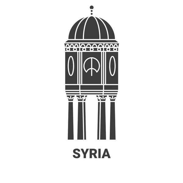 Syrien Reise Meilenstein Linie Vektor Illustration — Stockvektor