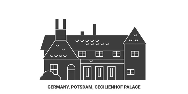 Germany Potsdam Cecilienhof Palace Travel Landmark Line Vector Illustration — Stock Vector