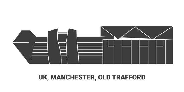 Inghilterra Manchester Old Trafford Illustrazione Vettoriale Della Linea Riferimento Viaggio — Vettoriale Stock