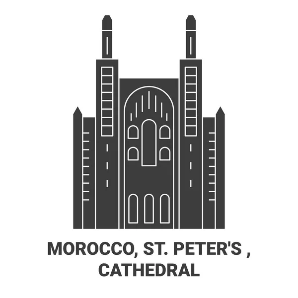 Morocco Peters Cathedral Travel Landmark Line Vector Illustration — Stock Vector