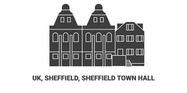 England Sheffield Sheffield Town Hall Resa Landmärke Linje Vektor Illustration — Stock vektor