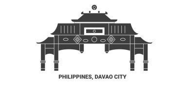 Filipinler, Davao Şehri seyahat çizgisi vektör illüstrasyonu