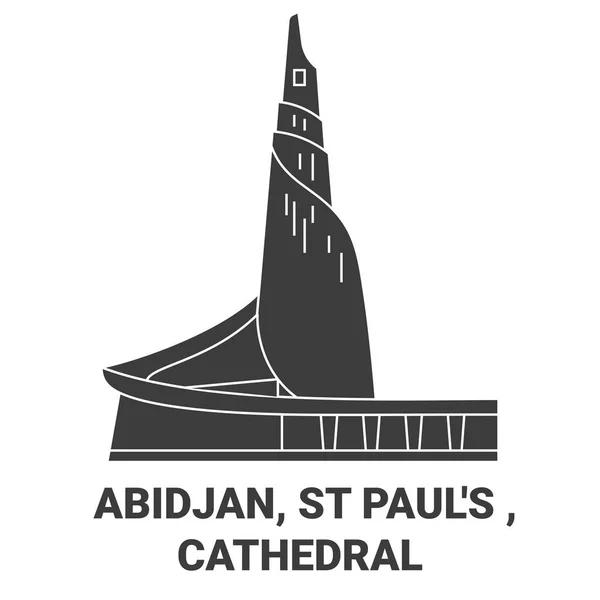 Cote Divoire Abiyán Pauls Catedral Viaje Hito Línea Vector Ilustración — Archivo Imágenes Vectoriales