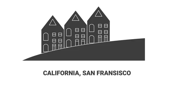 United States California San Fransisco Travels Landmark Line Vector Illustration — стоковий вектор