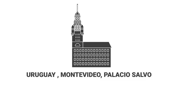 Uruguay Montevideo Palacio Salvo Ilustración Del Vector Línea Referencia Viaje — Archivo Imágenes Vectoriales