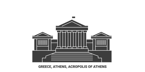 Yunanistan Atina Atina Akropolü Tarihi Sınır Çizgisi Çizimi — Stok Vektör