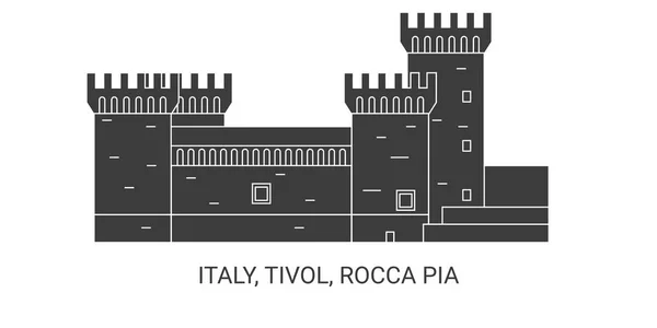 Italie Tivol Rocca Pia Illustration Vectorielle Ligne Repère Voyage — Image vectorielle