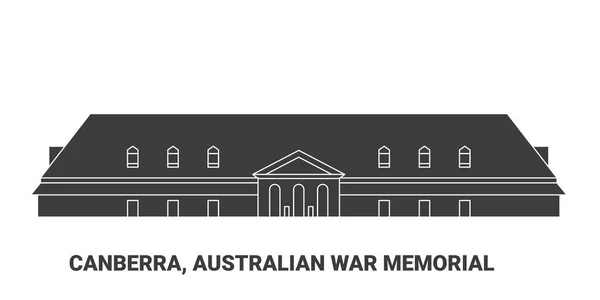 Austrália Canberra Australian War Memorial Viagem Marco Linha Vetor Ilustração — Vetor de Stock