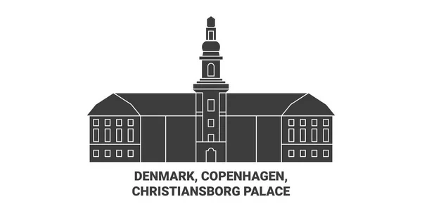Danimarca Copenaghen Christiansborg Palace Viaggi Punto Riferimento Linea Vettoriale Illustrazione — Vettoriale Stock