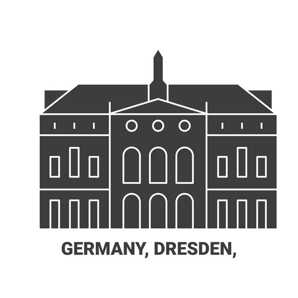 ドイツ ドレスデン 旅行ランドマークラインベクトル図 — ストックベクタ