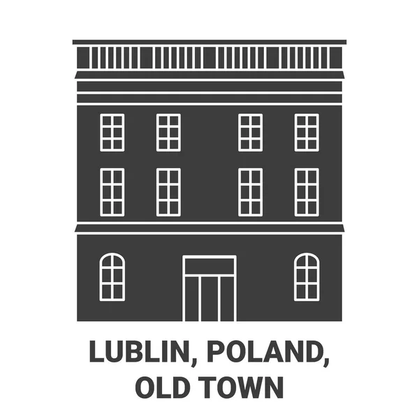 Polandia Lublin Old Town Melakukan Perjalanan Garis Vektor Garis Vektor - Stok Vektor