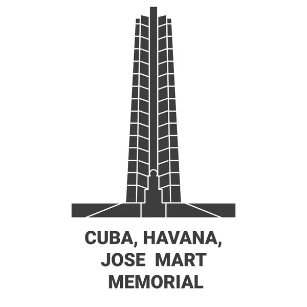 Kuba Havana Jose Mart Memorial Cestovní Orientační Linie Vektorové Ilustrace — Stockový vektor