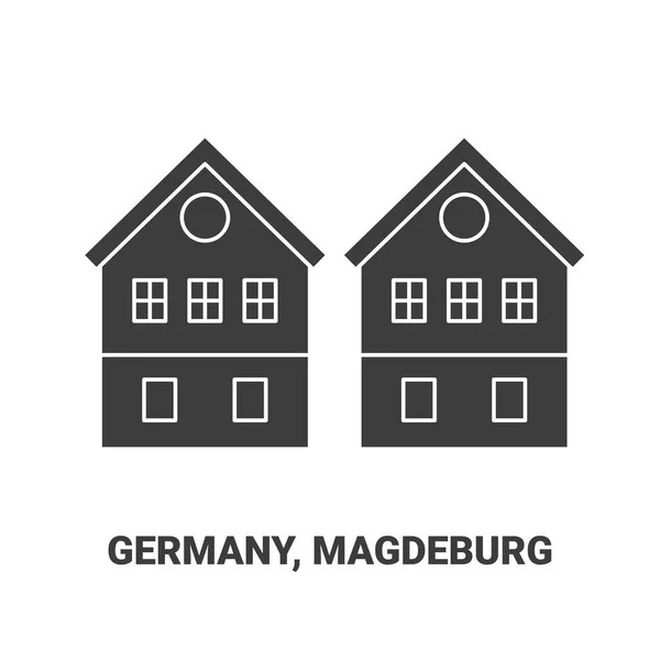 Tyskland Magdeburg Resa Landmärke Linje Vektor Illustration — Stock vektor