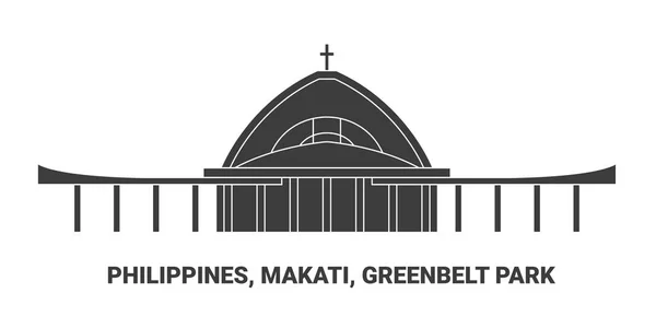 Filipíny Makati Greenbelt Park Vektorová Ilustrace Trasy — Stockový vektor