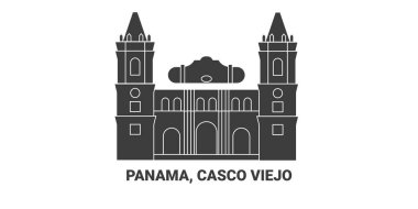 Panama, Casco Viejo, seyahat çizgisi vektör ilüstrasyonuName