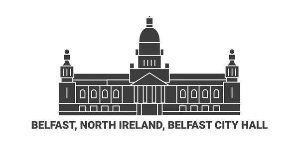 Nordirland Belfast Belfast City Hall Resa Landmärke Linje Vektor Illustration — Stock vektor