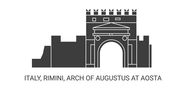 Italie Rimini Arc Auguste Aoste Illustration Vectorielle Ligne Repère Voyage — Image vectorielle