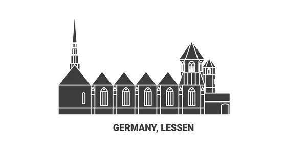 Niemcy Lessen Podróży Punkt Orientacyjny Linii Wektor Ilustracji — Wektor stockowy