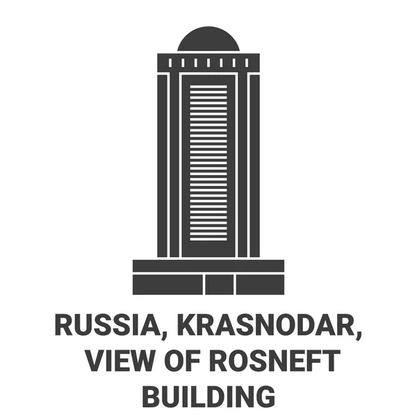 Russie Krasnodar Vue Bâtiment Rosneft Illustration Vectorielle Ligne Repère Voyage — Image vectorielle