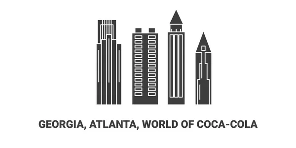Abd Gürcistan Atlanta Cocacola Dünyası Seyahat Tarihi Çizgisi Çizimi — Stok Vektör