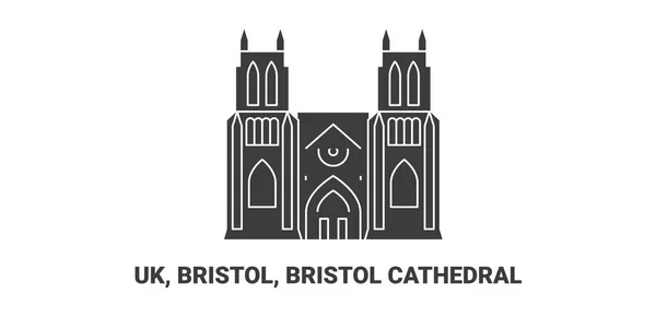 Αγγλία Μπρίστολ Μπρίστολ Καθεδρικός Ναός Ταξίδι Ορόσημο Γραμμή Διανυσματική Απεικόνιση — Διανυσματικό Αρχείο