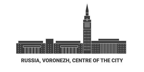 Russland Woronesch Zentrum Der Stadt Reise Meilenstein Linienvektorillustration — Stockvektor