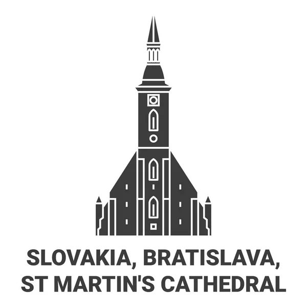 Slovakia Bratislava Martins Cathedral Travel Landmark Line Vector Illustration — Stock Vector
