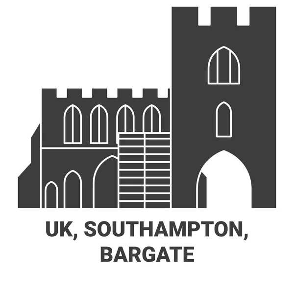 England Southampton Bargate Travel Landmark Line Vector Illustration — Stock Vector