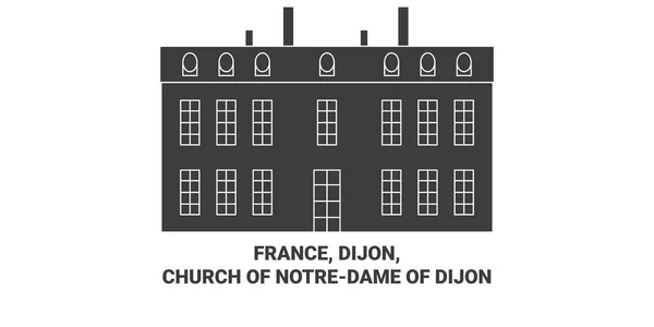 France Eglise Notredame Dijon Illustration Vectorielle Ligne Voyage Historique — Image vectorielle